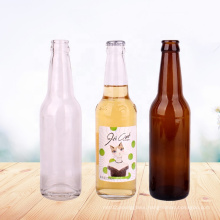 Hot Sell amber and clear 330ml Empty Glass Beer Bottle for Sparkling Wine Alcohol Juice Beverage with metal Crown Cap